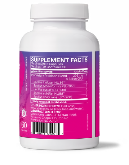 Microbiome Labs MegaSporeBiotic Probiotics for Women & Men - Spore-Based Probiotic for Gut Health & Digestive Support - Shelf-Stable, Travel-Friendly, Mens & Womens Probiotics (60 Capsules)